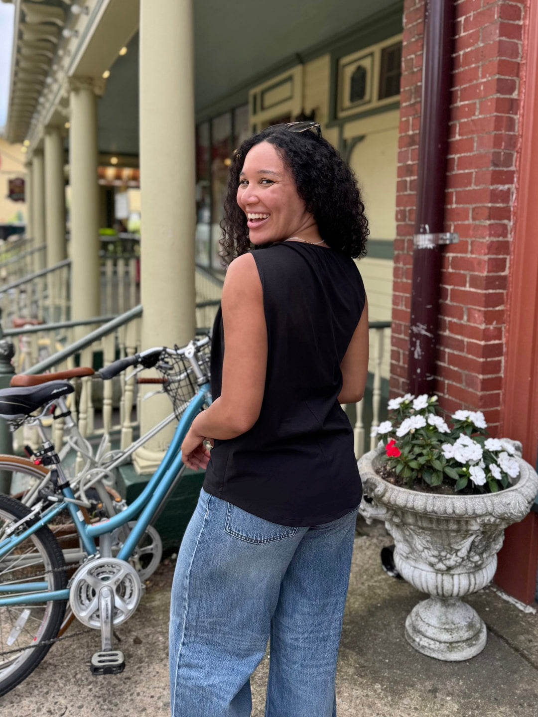CHARLI draped top in Black
