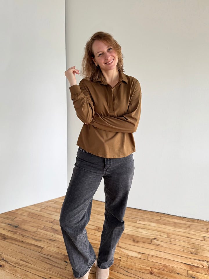 MICAH jersey top in Kona Brown