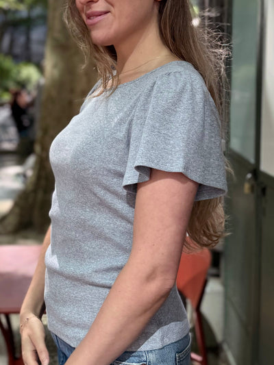 ZADIE rib knit tee in Pebble Gray