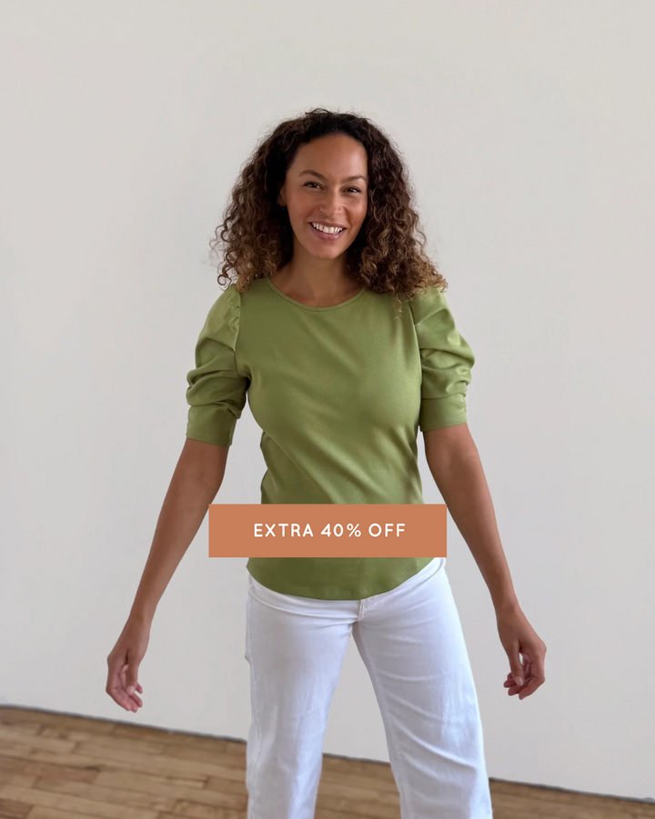 CORALIE doubleknit top in Grass Green