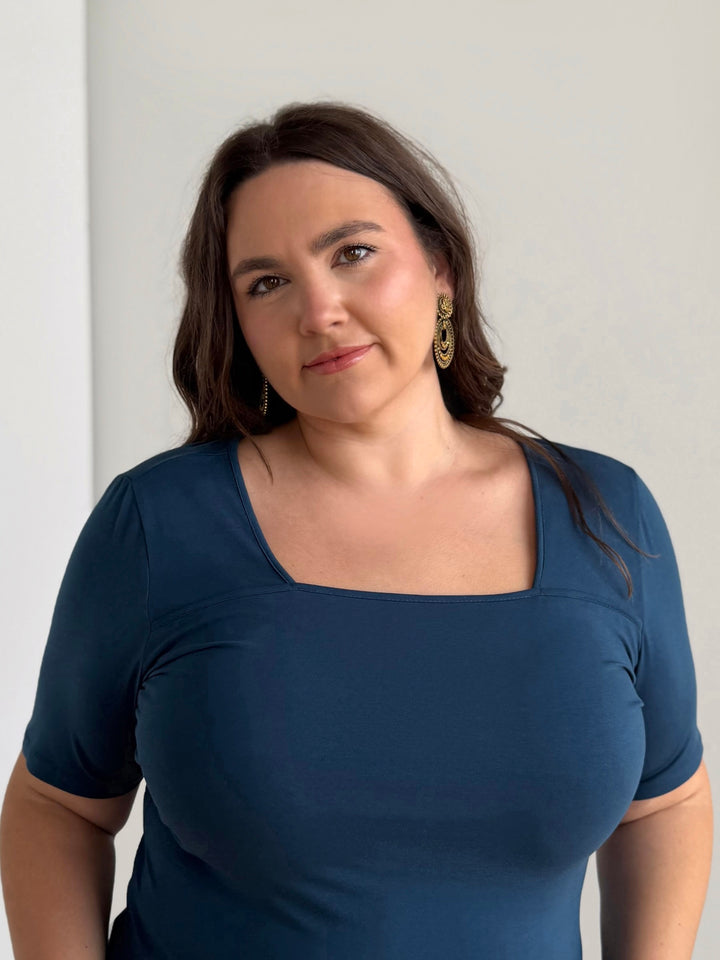 MILA fitted tee in Atlantic Blue