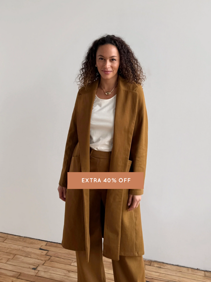 EMORY heavy knit coatigan in Warm Sienna