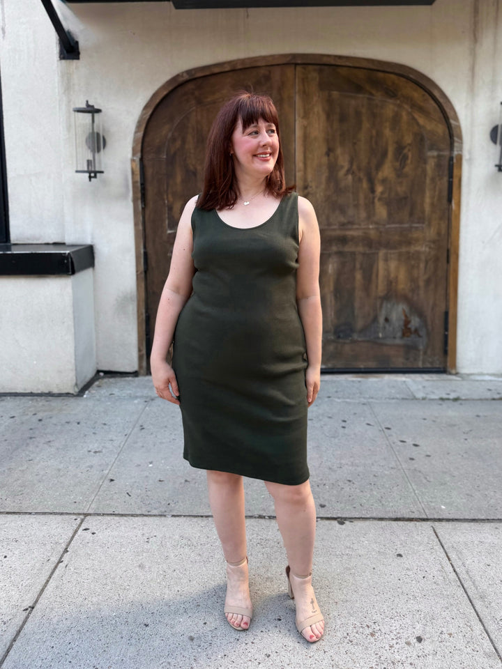 ROMY rib-knit dress in Olive Shadow