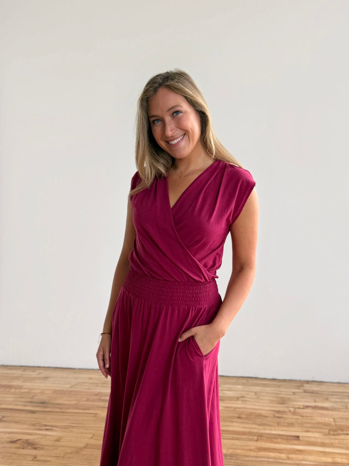 AUBREE dress in Pomegranate
