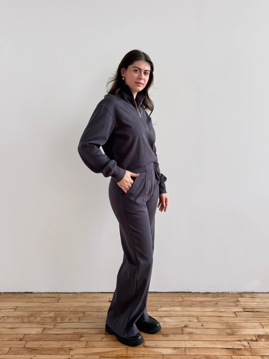 ASHER zip pullover in Gunmetal