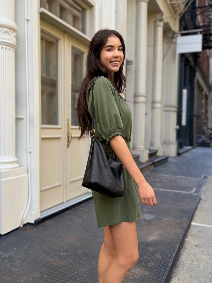 VENICE smocked shorts in Meadow Green