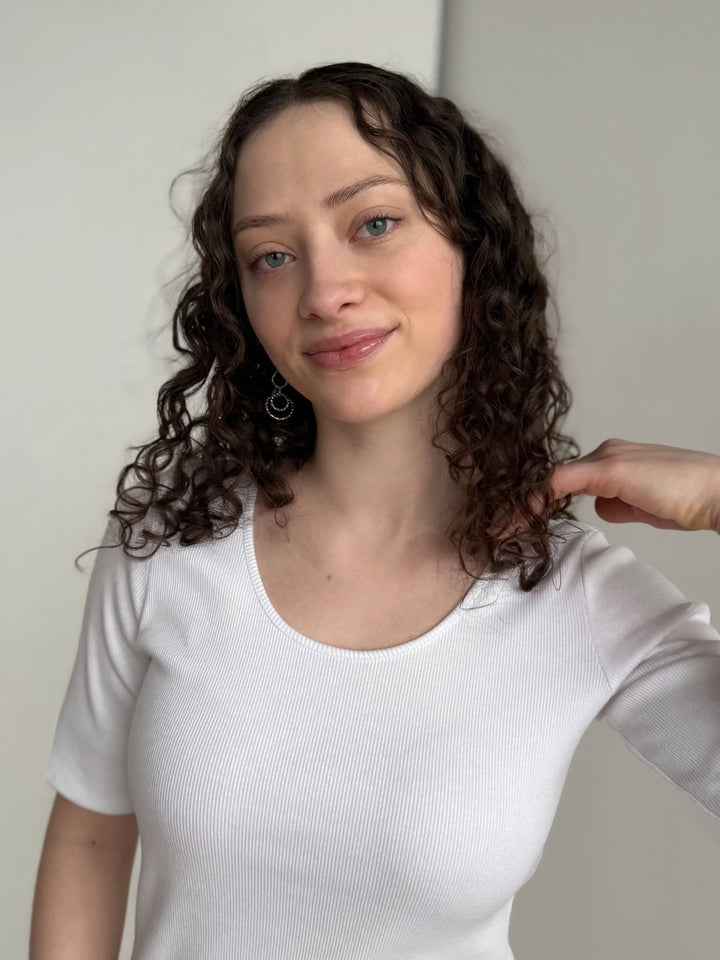 LEONOR rib-knit tee in White