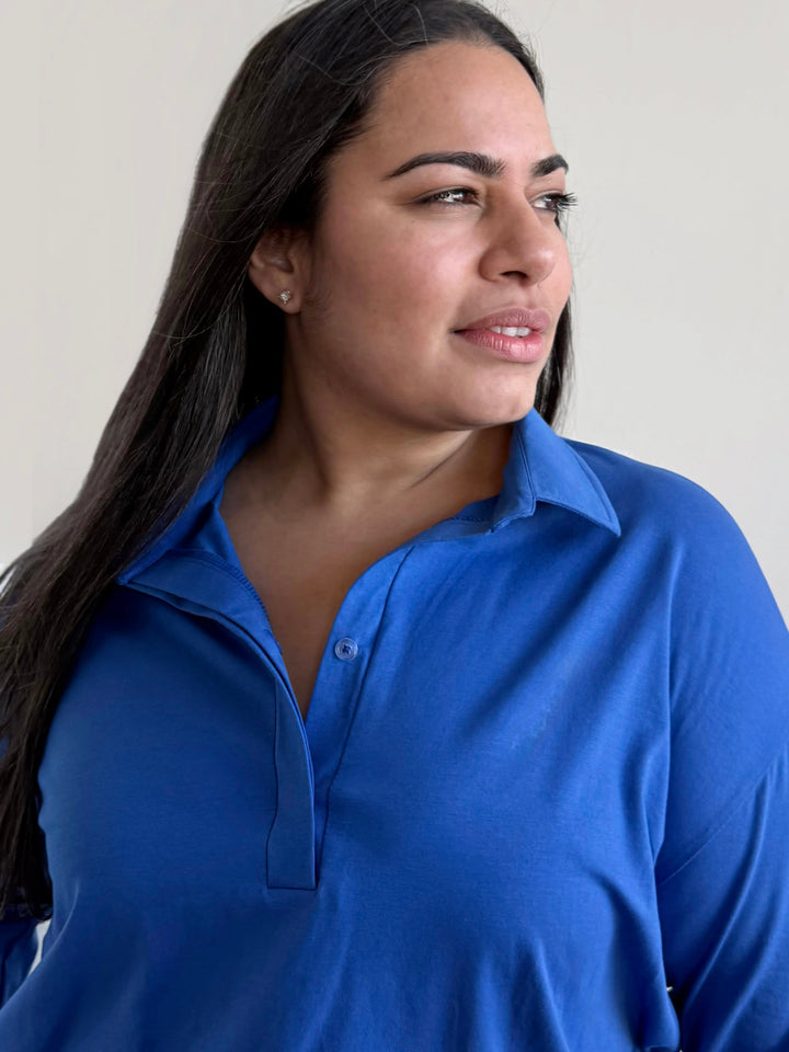 MICAH jersey top in Blue Iolite