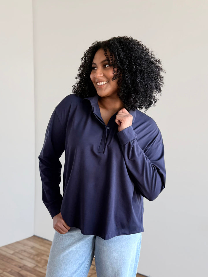 MICAH jersey top in Navy