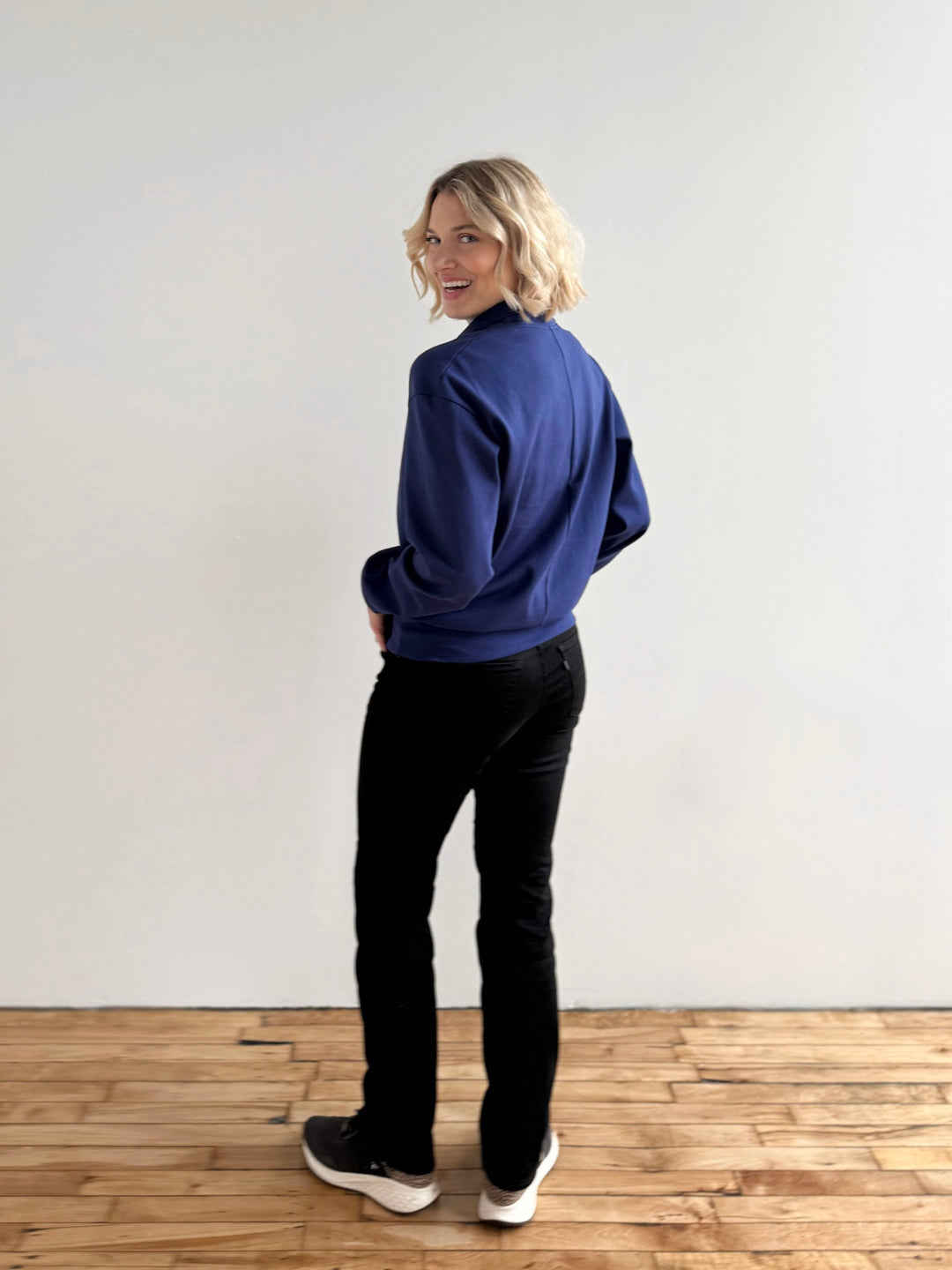 ASHER zip pullover in Bright Navy