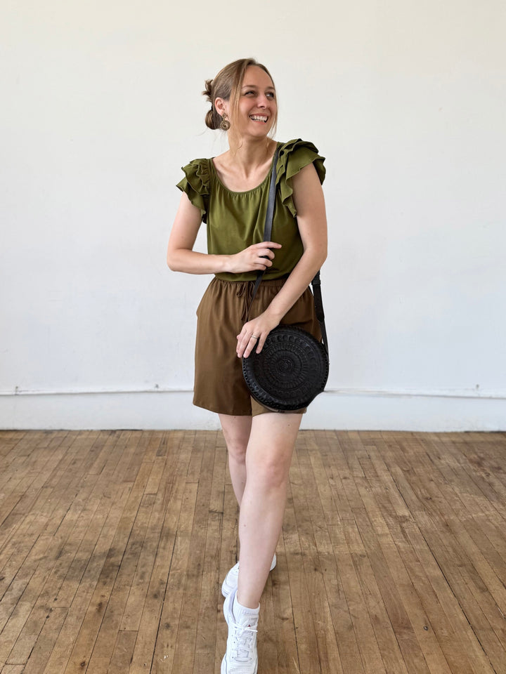 Embossed Circle Crossbody