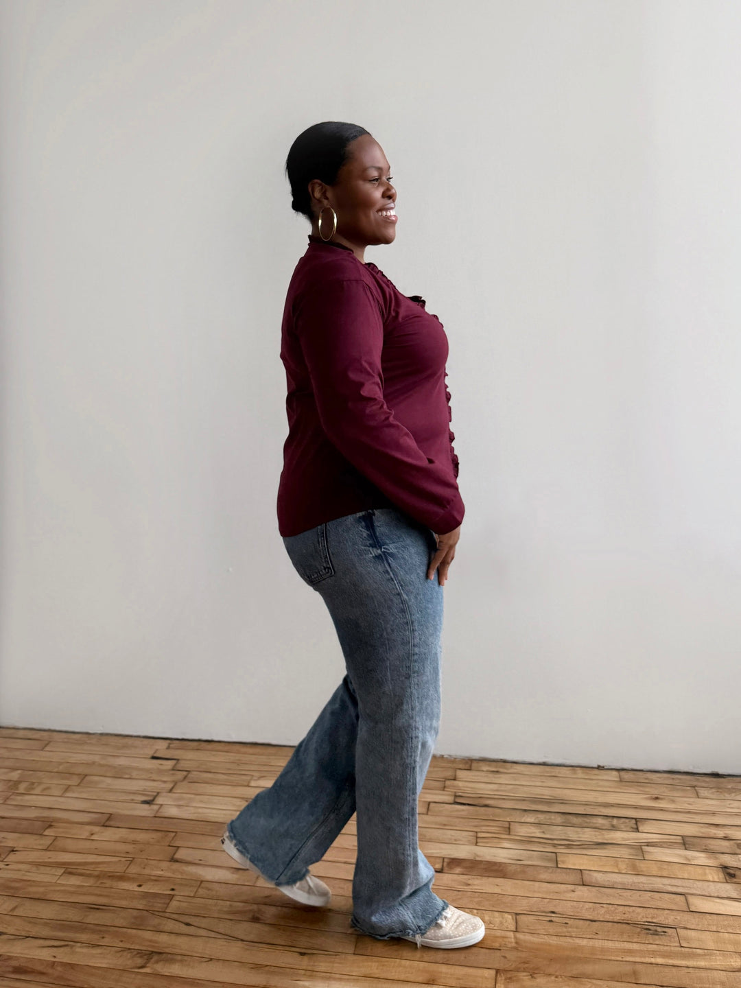 PIETRA jersey top in Merlot