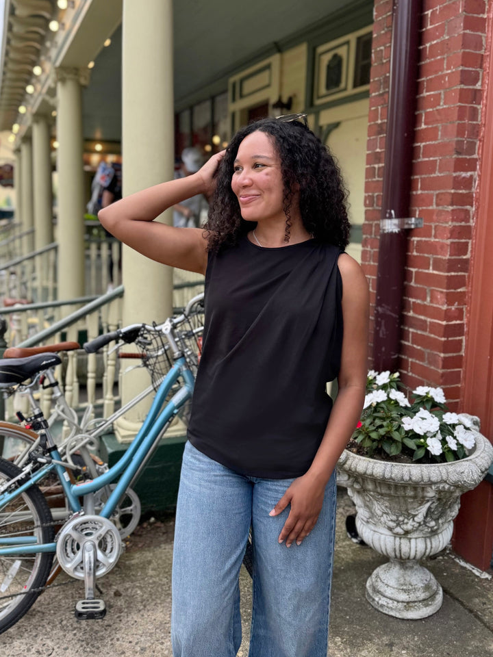 CHARLI draped top in Black