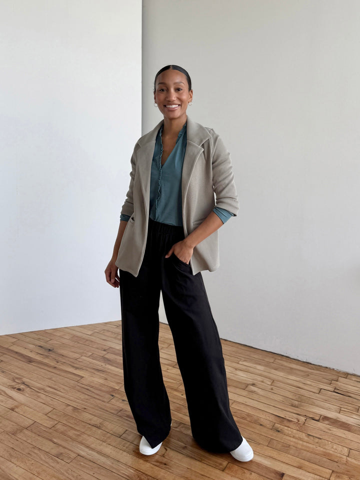 CROSBY rib knit blazer in Light Sage