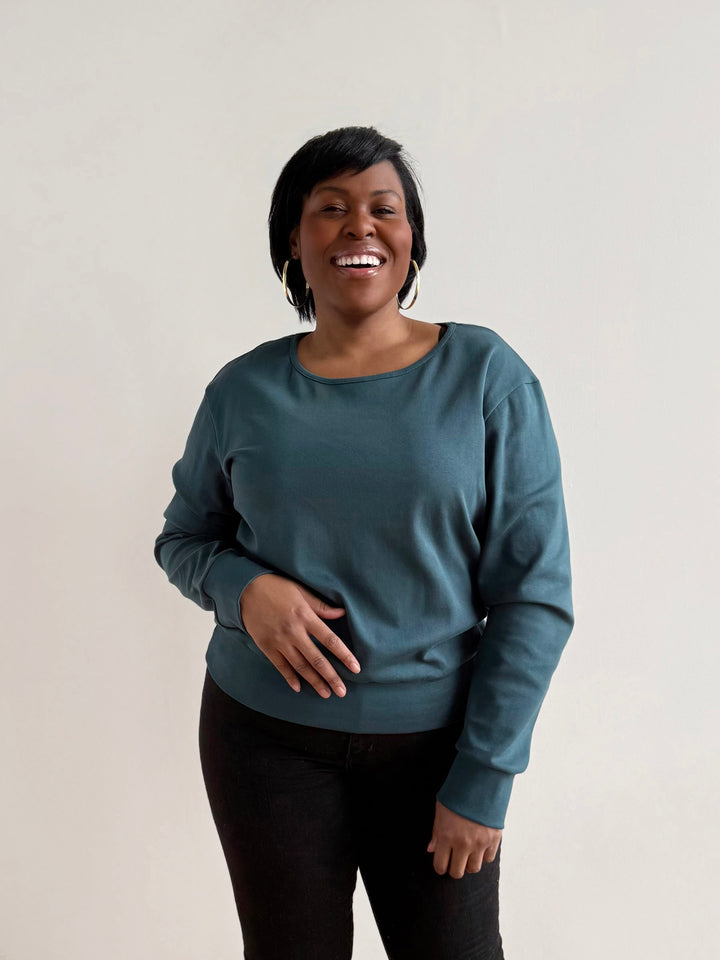 PERCY heavy knit top in Deep Sea