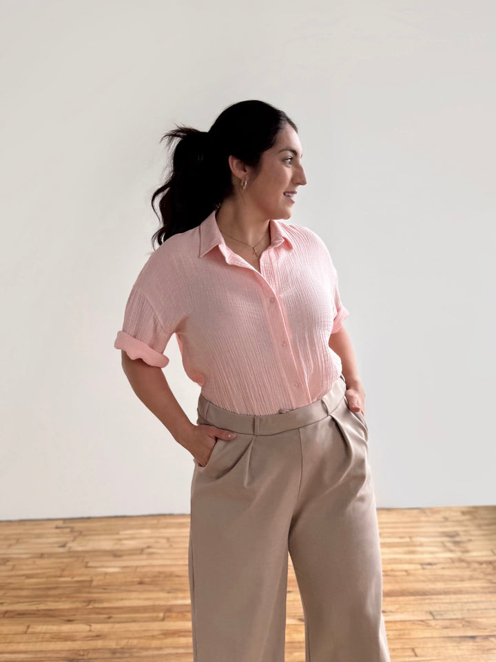 CARROLL gauze boxy shirt in Petal Pink