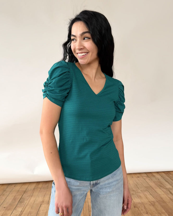 EMBER printed top in Teal/Navy