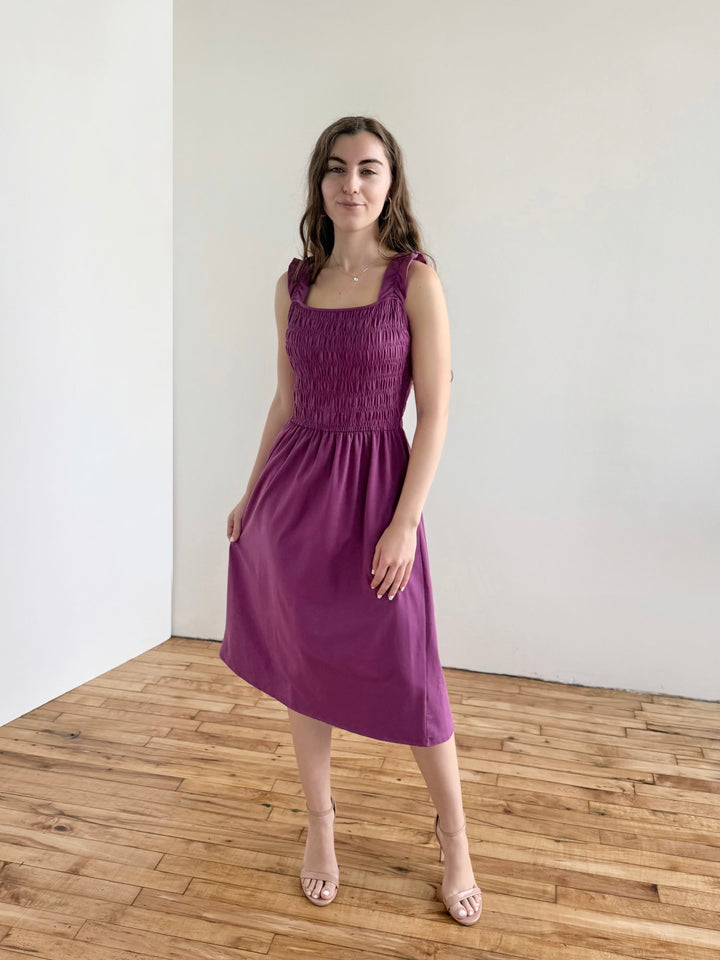 ARTESIA smocked dress in Deep Lilac