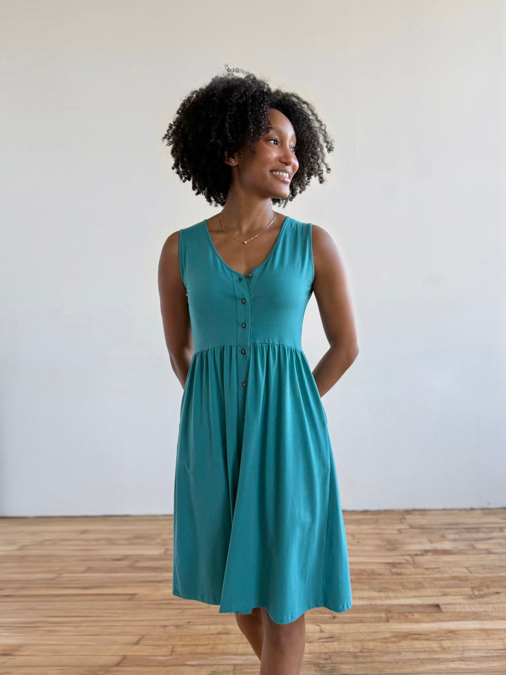 SUNSET dress in Marine Teal