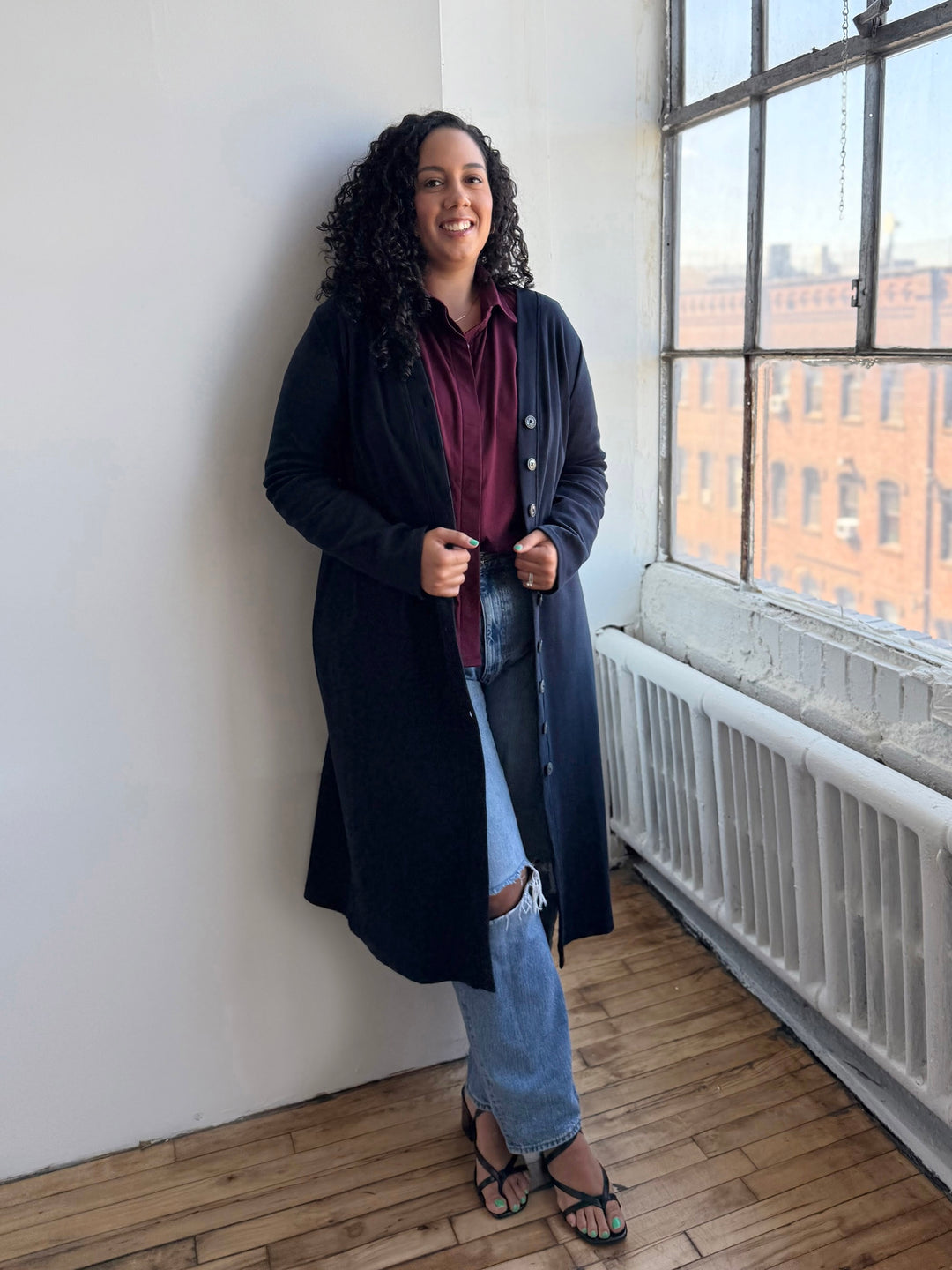 ELENA rib-knit dress in Midnight Navy