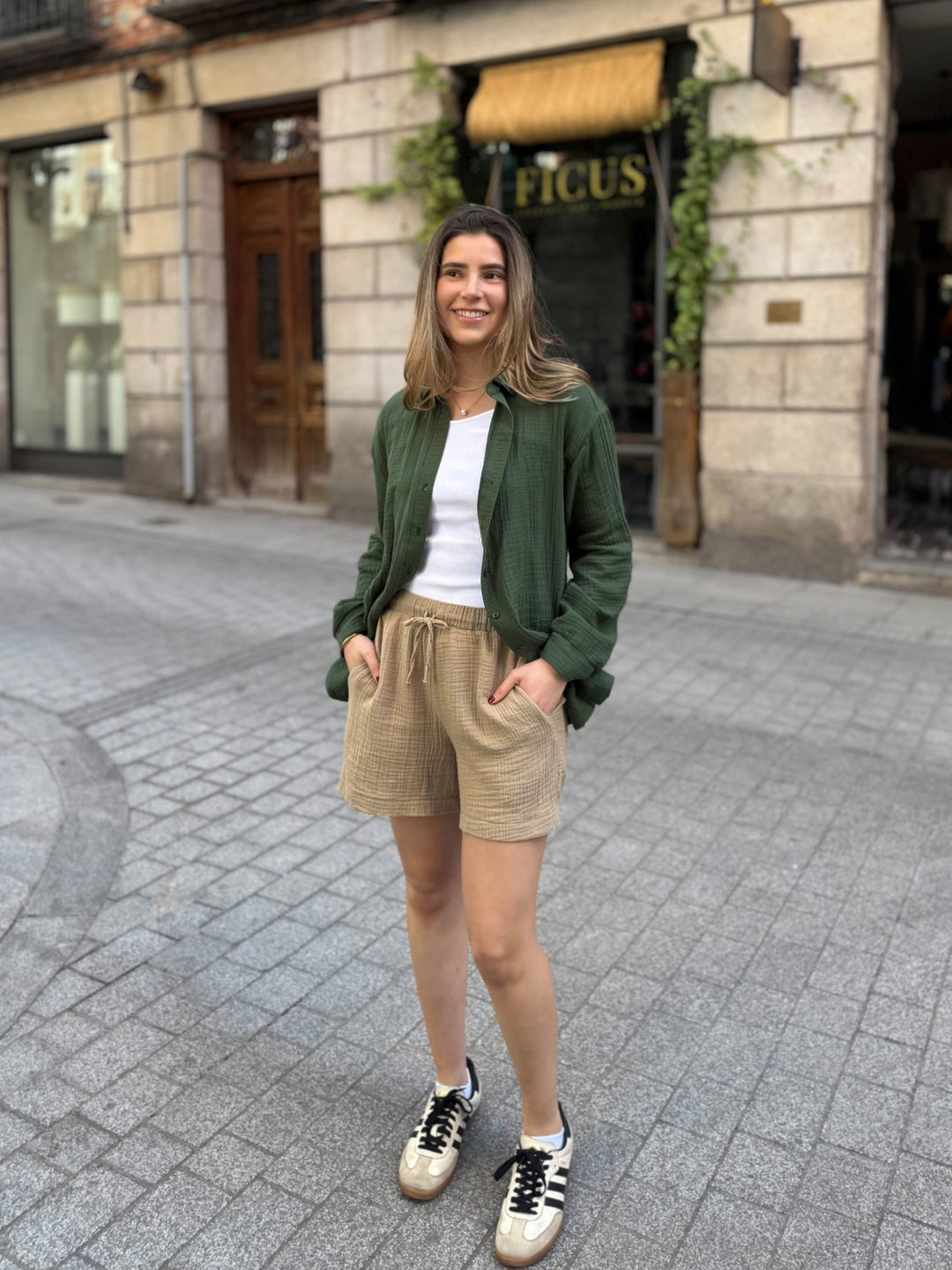 PRADO gauze top in Forest Green