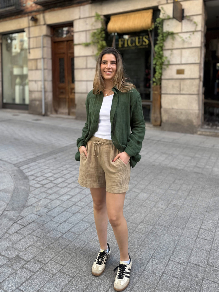 PRADO gauze top in Forest Green