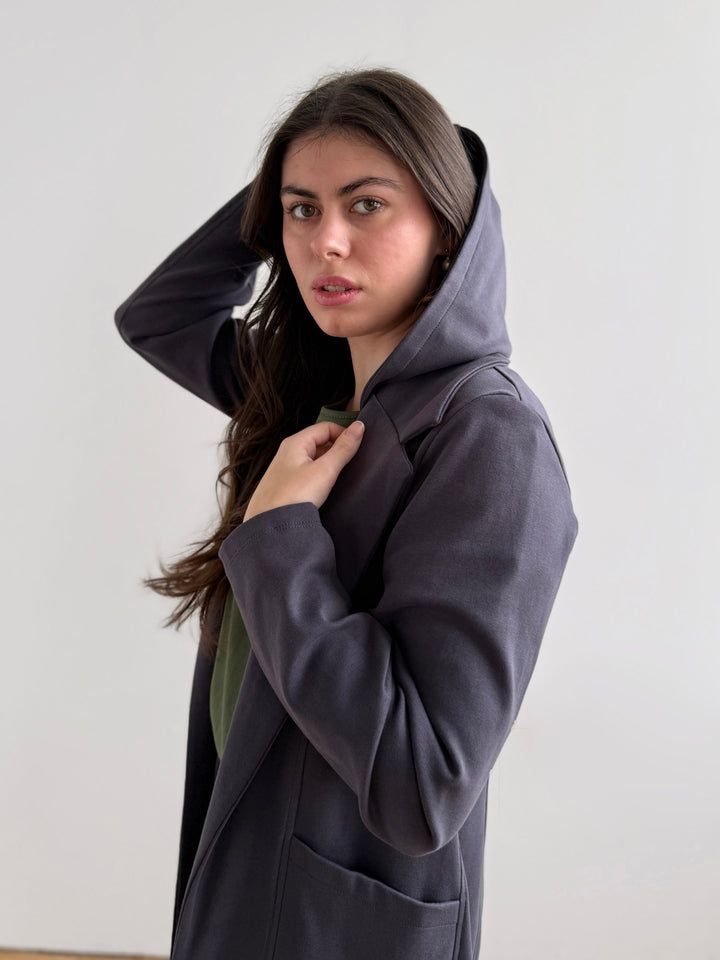 EMORY heavy knit coatigan in Gunmetal