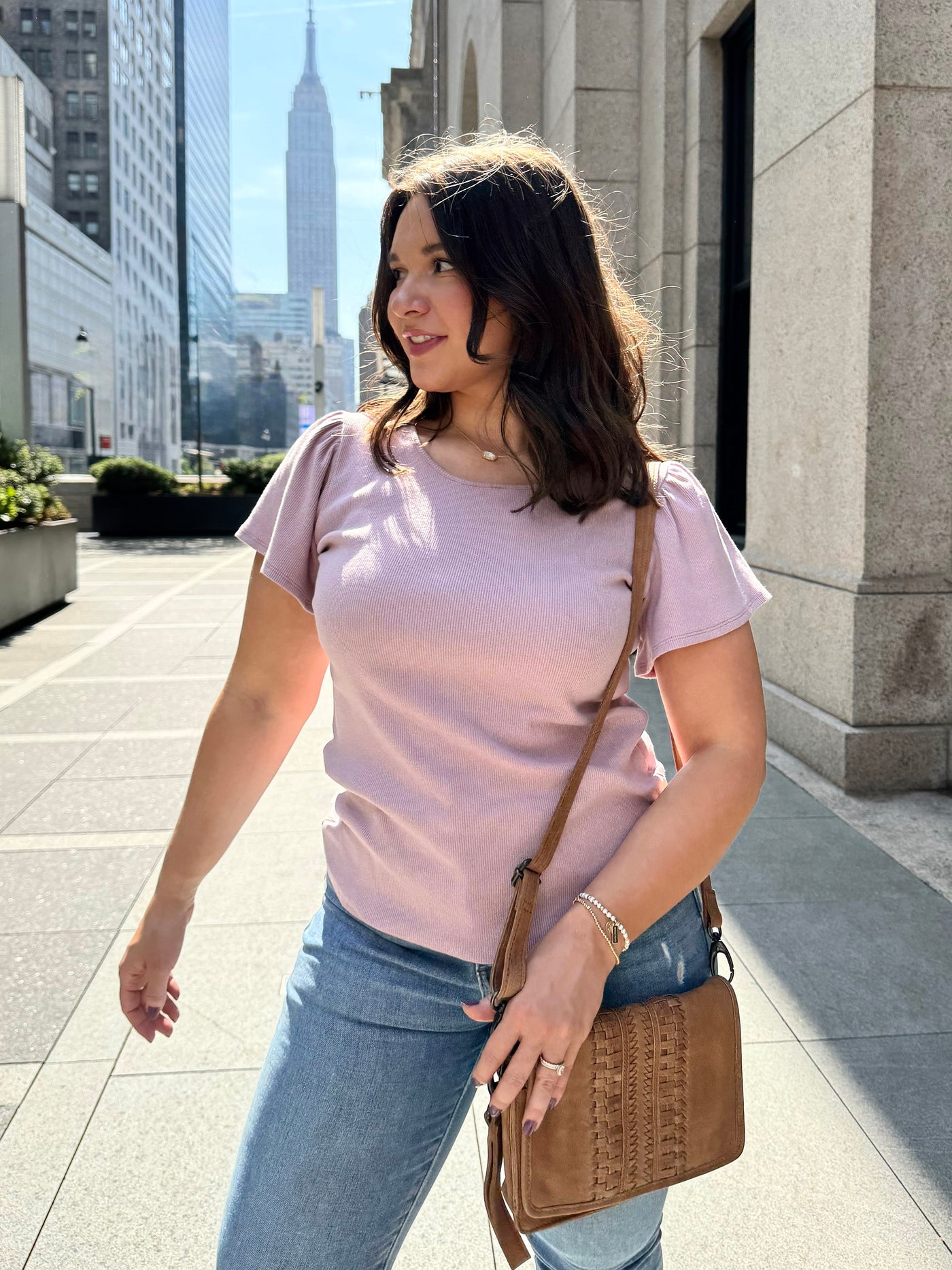ZADIE rib knit tee in Dusty Lilac