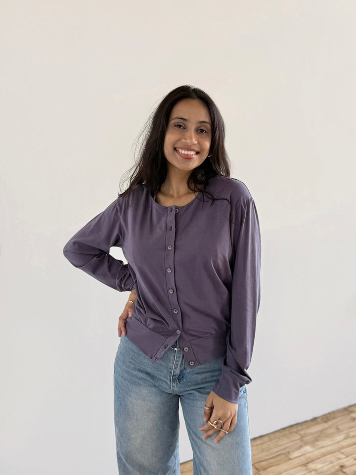 EUGENIE cardigan/top in Dewberry