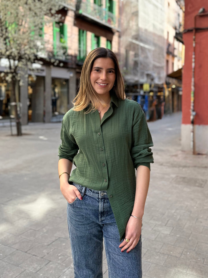 PRADO gauze top in Forest Green