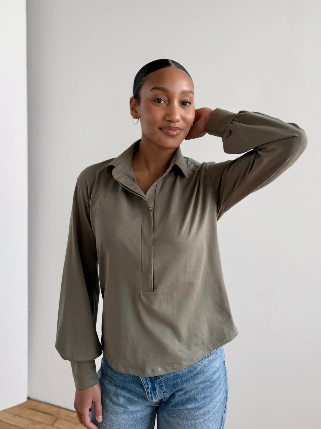 KAILYN jersey top in Silver Sage