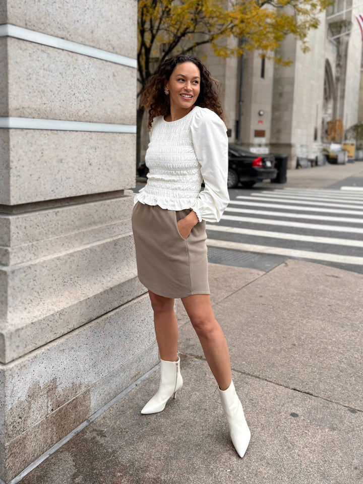 LOTUS waffle knit skirt in Taupe Grey