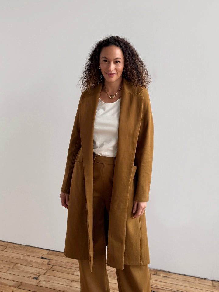 EMORY heavy knit coatigan in Warm Sienna