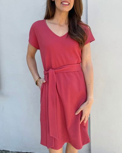ALICIA waffle knit dress in Soft Hibiscus