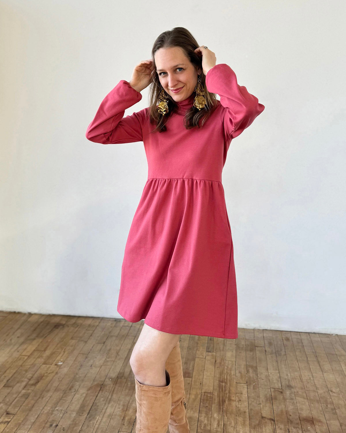 HELENE doubleknit dress in Soft Hibiscus