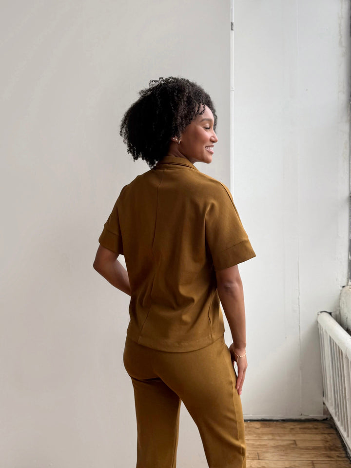 SINCLAIR heavy-knit top in Warm Sienna