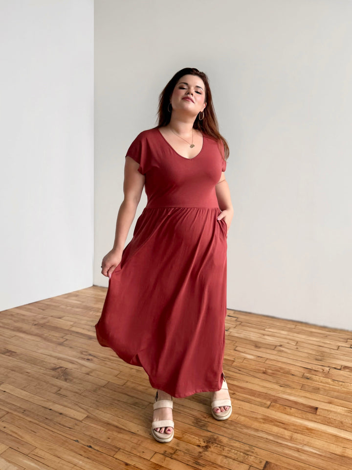 DINAH dress in Earthy Red