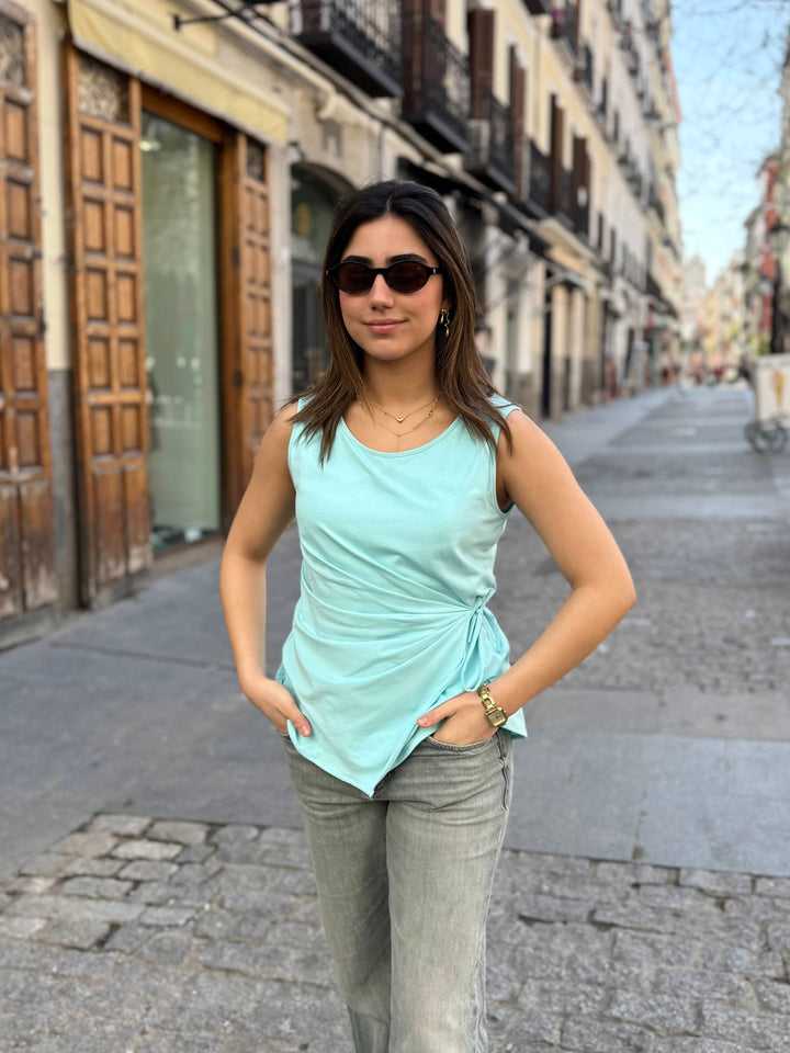 REINA top in Crisp Aqua