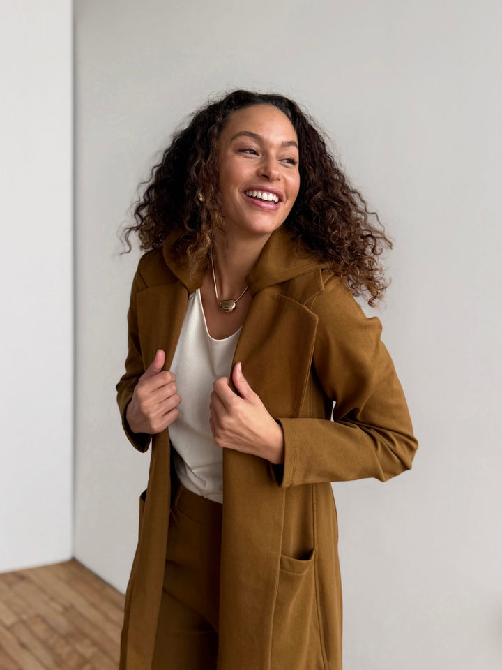 EMORY heavy knit coatigan in Warm Sienna