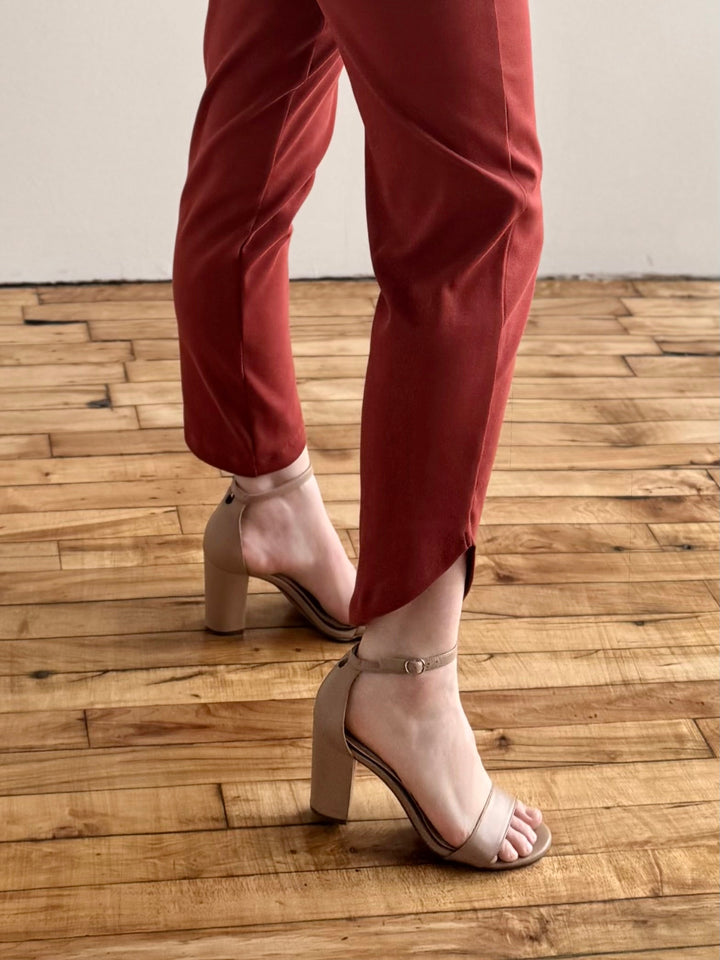 SOPHIA tulip hem pants in Red Amber