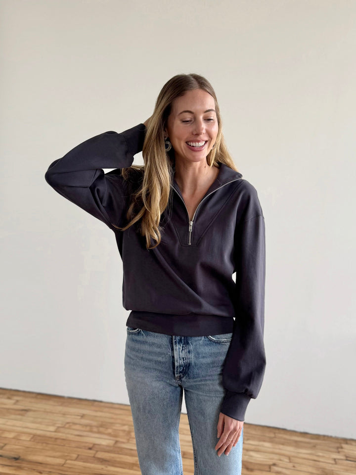ASHER zip pullover in Gunmetal