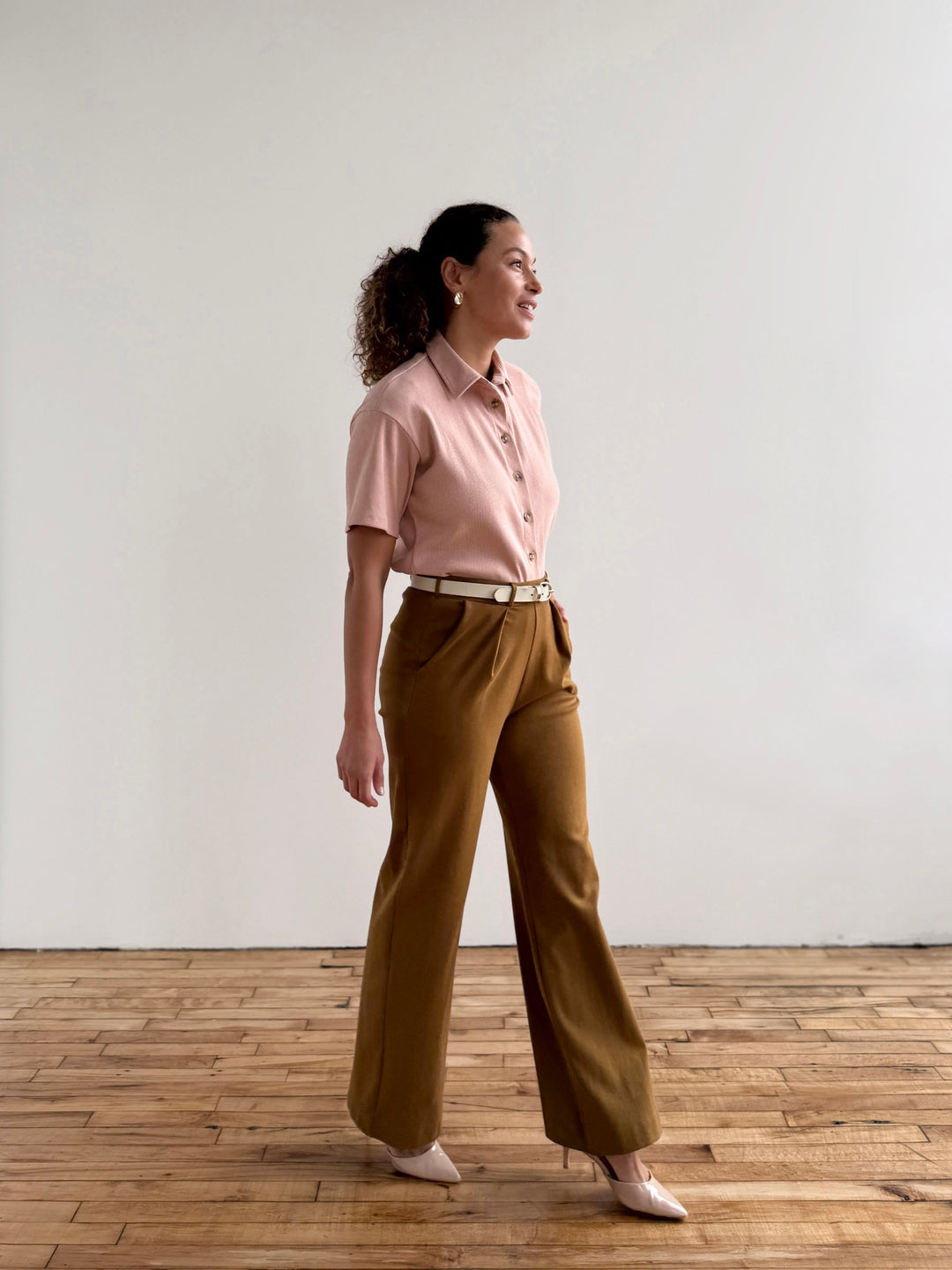 LONDON heavy knit pants in Warm Sienna