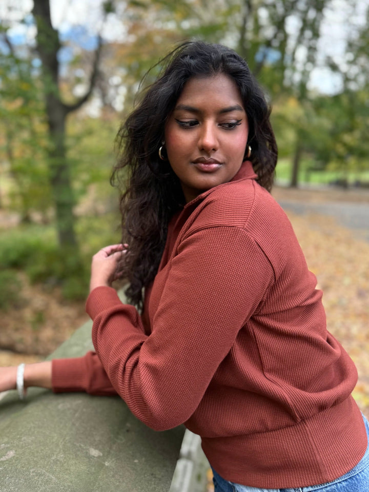 SEDONA waffle knit top in Cherrywood