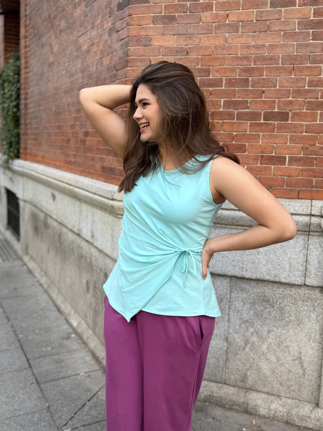 REINA top in Crisp Aqua