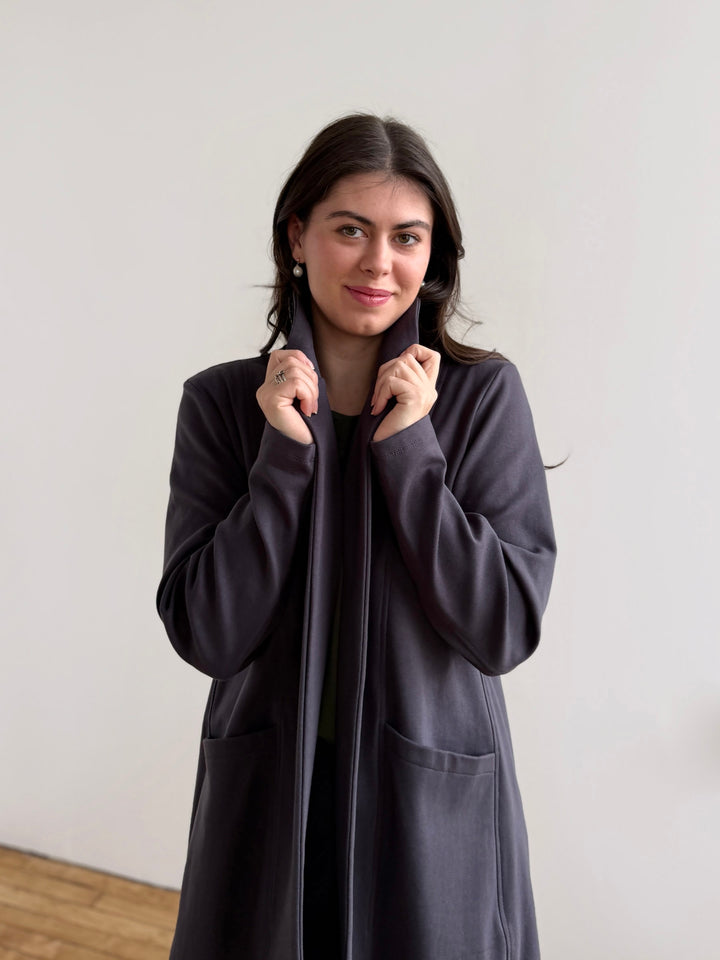 EMORY heavy knit coatigan in Gunmetal