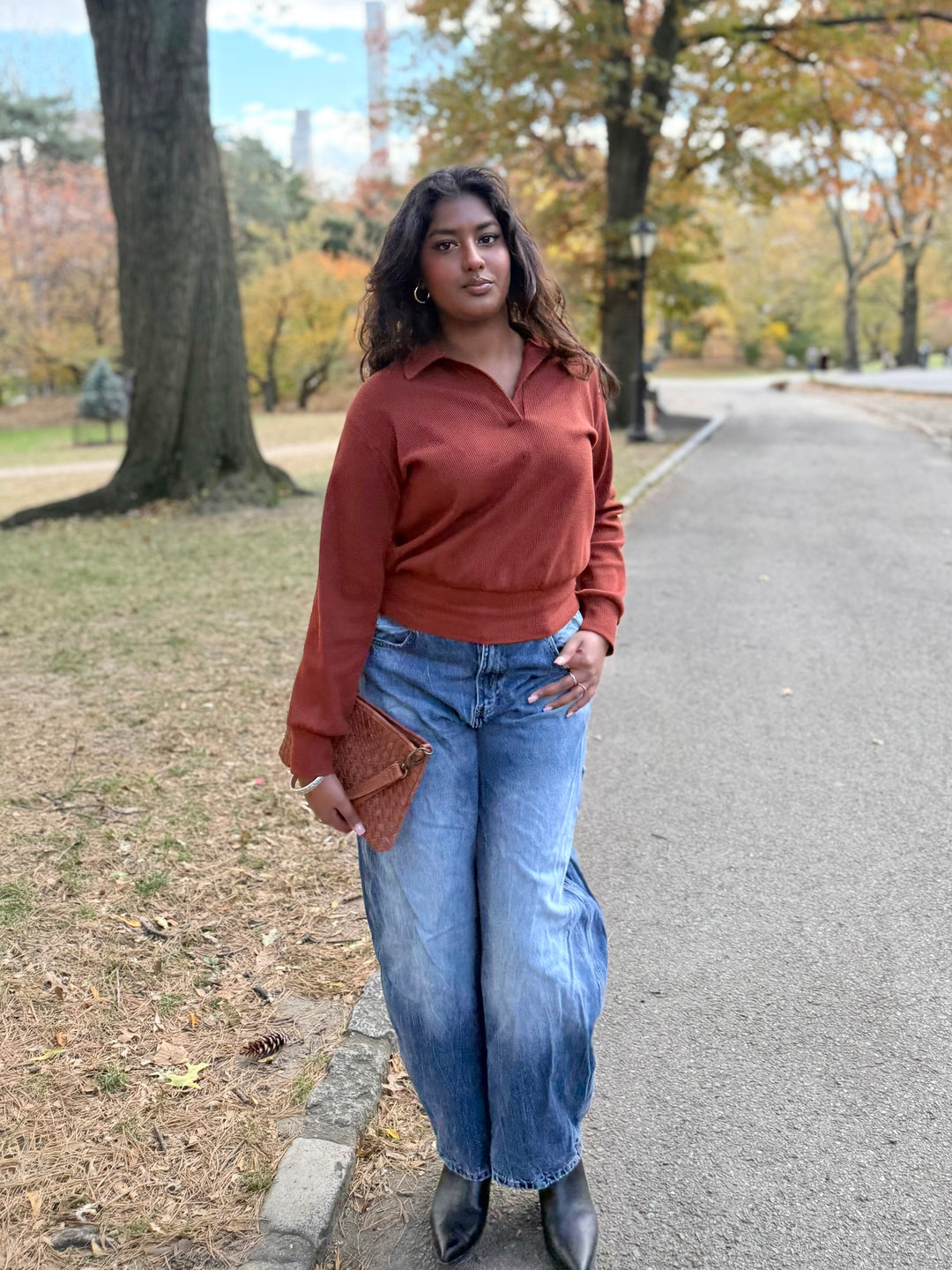 SEDONA waffle knit top in Cherrywood