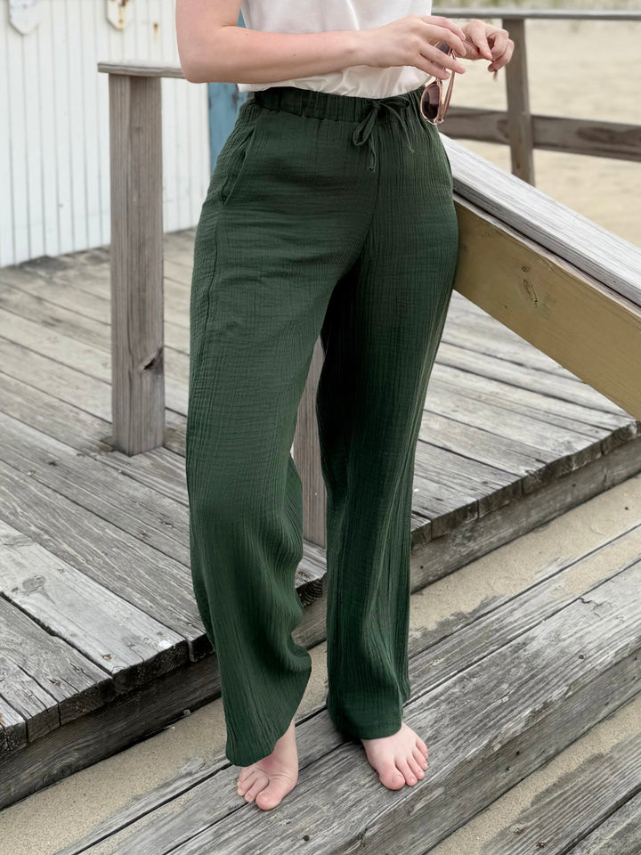 FLORENCE gauze pants in Forest Green