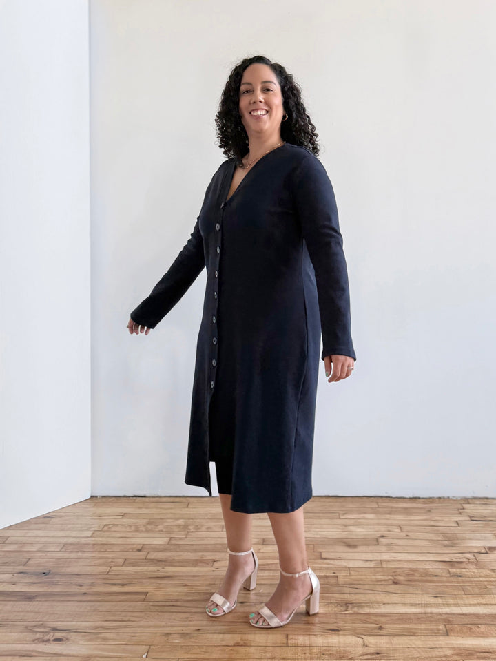 ELENA rib-knit dress in Midnight Navy