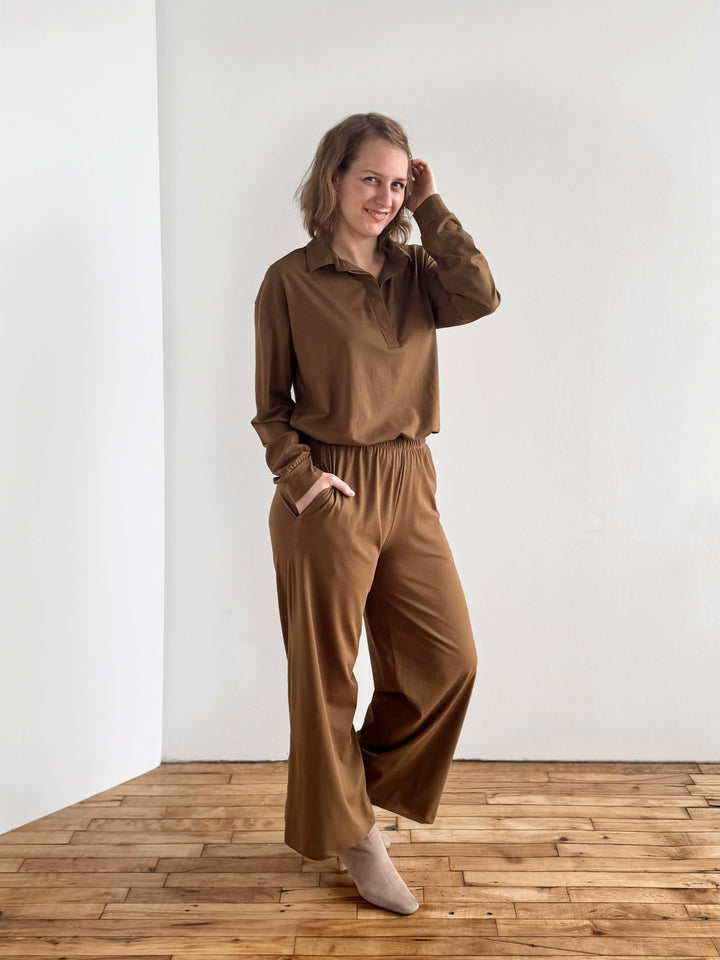 ANDRI jersey pants in Kona Brown