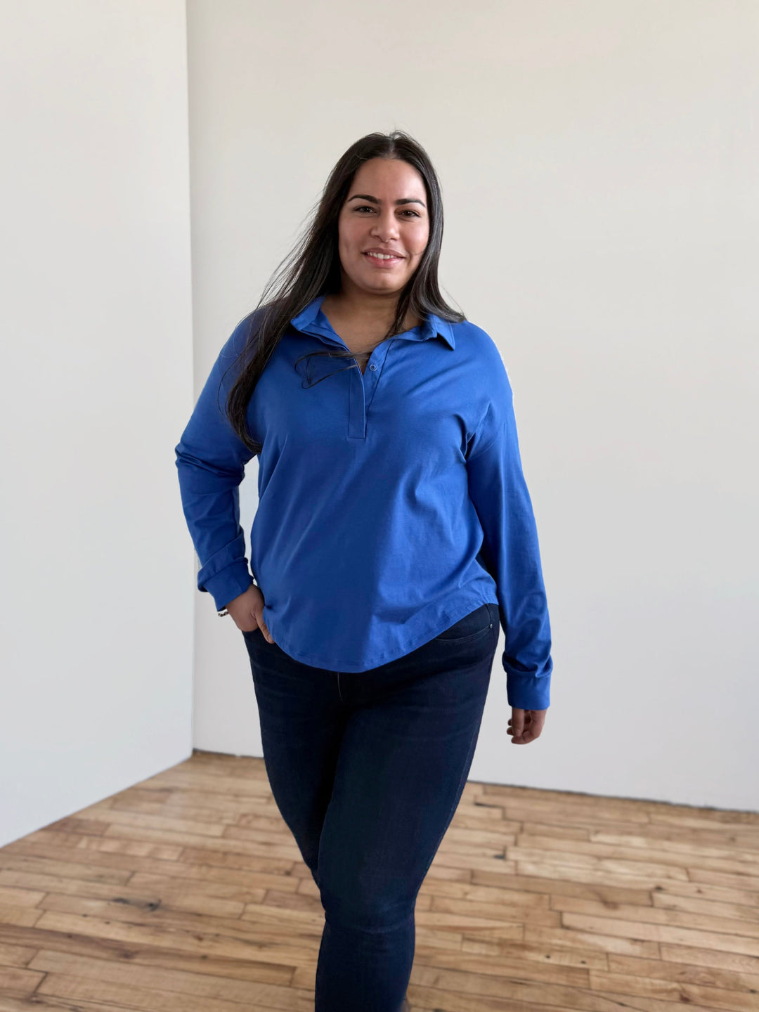 MICAH jersey top in Blue Iolite